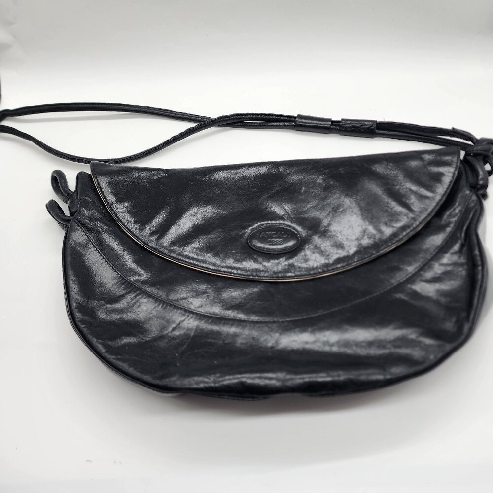 Vintage Pancaldi 1888 Black Leather Handbag - Elegant Timeless Design